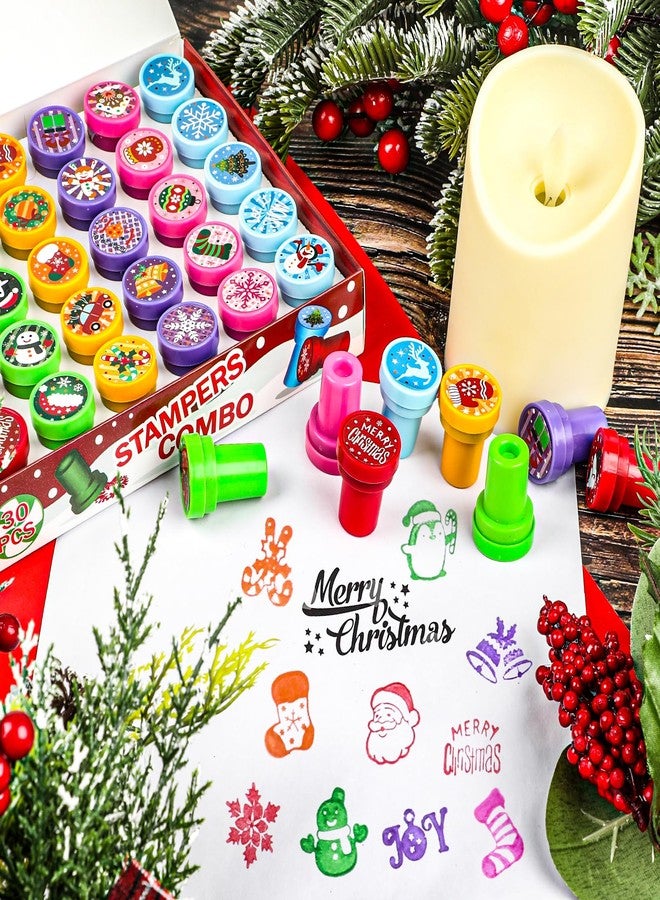 FOIMAS 30pcs Christmas Stamps for Kids,Assorted Self Inking Christmas Stamper Santa Snowflake Reindeer Xmas Stamps for Kids Christmas Stocking Stuffer Goody Bag Filler Christmas Party Favor - Image 4